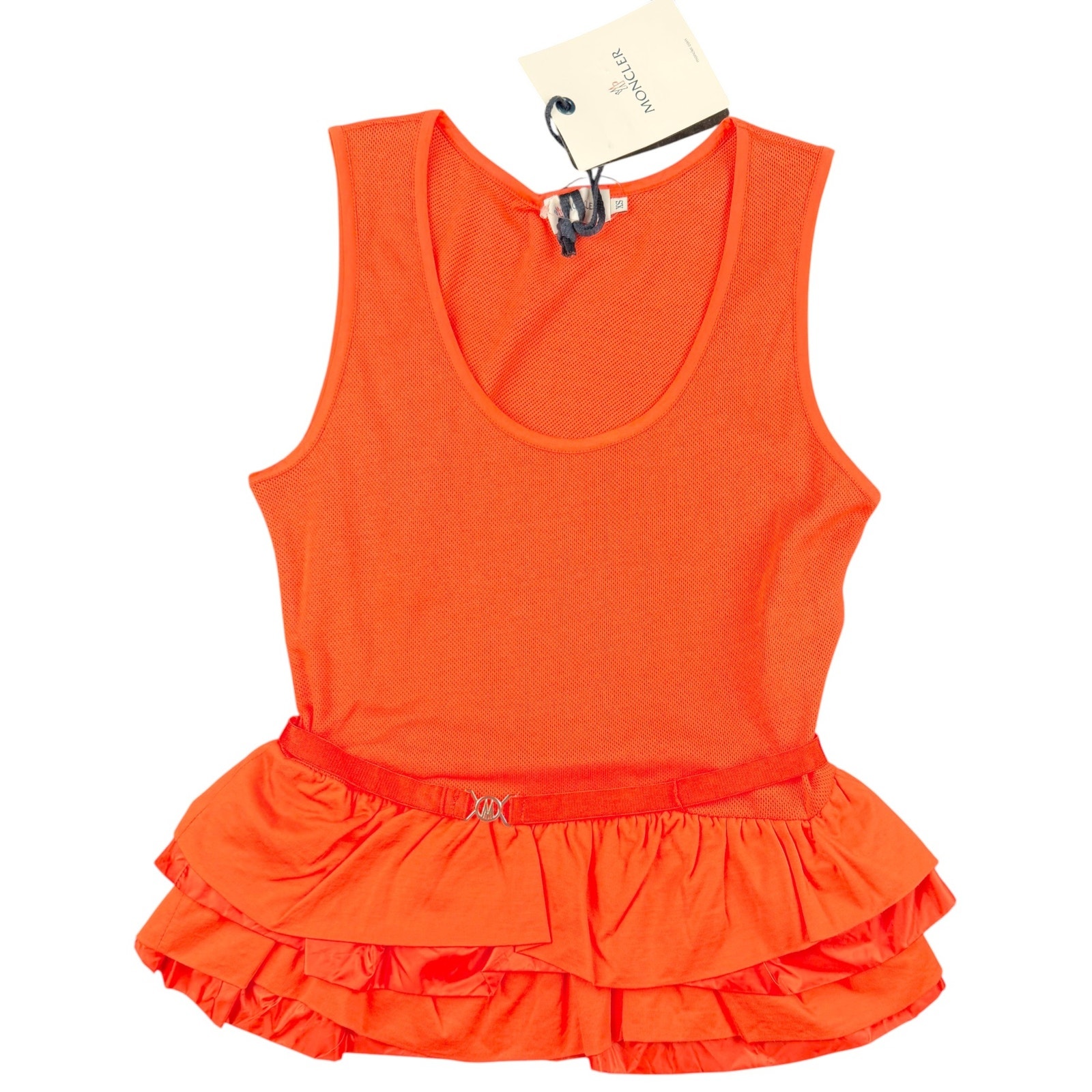 Moncler Orange Cotton Frill Tank Top Sz Xs
